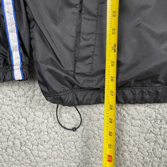 Boombah Warm Up Nylon Pullover Mens XL Black V-Neck Windbreaker Blue Stripe - Picture 5 of 10